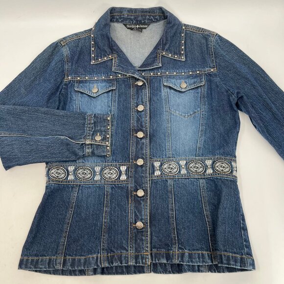 Gordon James Blue Embroidered Button-Up Denim Jacket | Size L - Picture 5 of 8